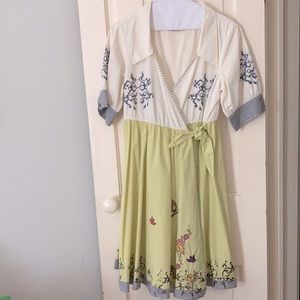 Odd Molly Embroidered Midi Wrap Dress